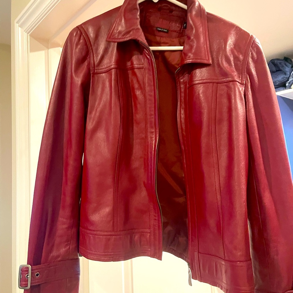 Leather Motorcycle Jacket *like new- red and saucy!